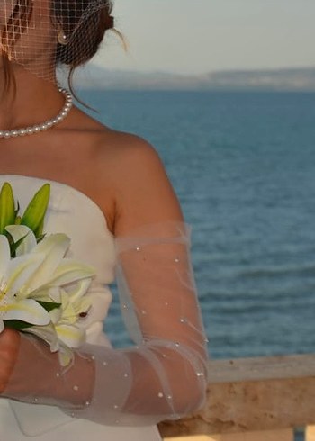 İnci İşlemeli Beyaz Kadın Eldiven - Görsel 4