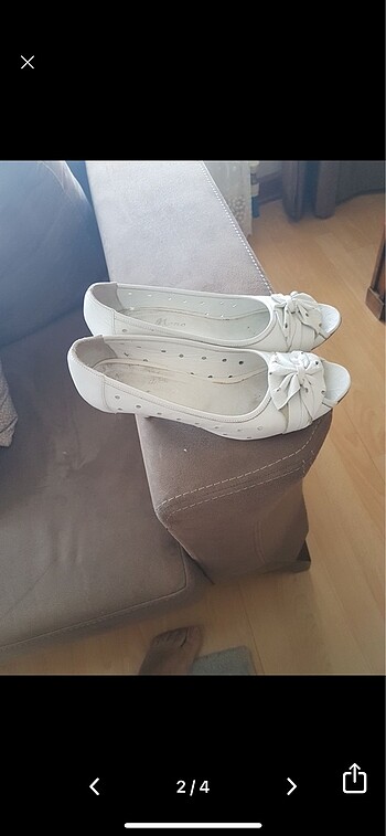Gön Deri Yazlık beyaz ayakkabı .