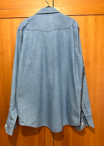 Erkek Gri Mavi Denim Gömlek - Görsel 4