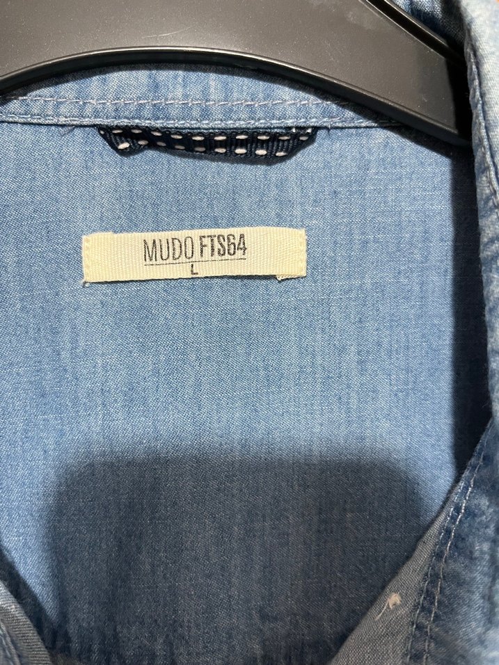 Erkek Gri Mavi Denim Gömlek - Görsel 2