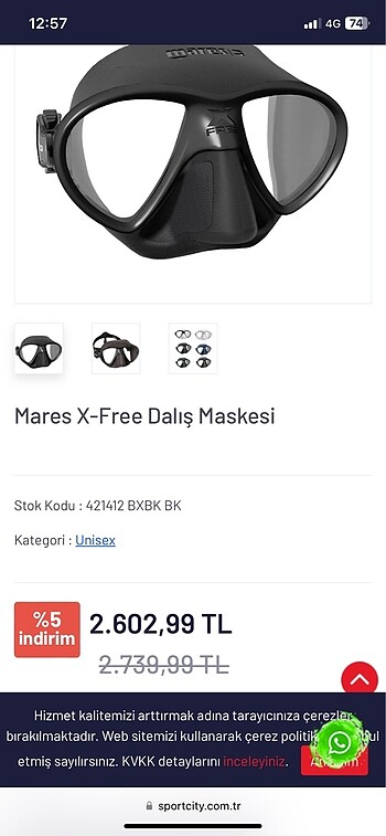 Maraş xfree dalış maskesi