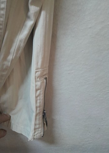 Düğmeli Bej Keten Erkek Ceket - Görsel 11