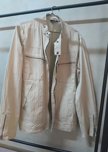 Düğmeli Bej Keten Erkek Ceket - Görsel 8