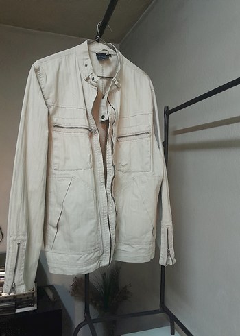 Düğmeli Bej Keten Erkek Ceket - Görsel 12