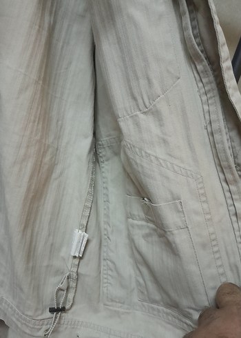 Düğmeli Bej Keten Erkek Ceket - Görsel 5