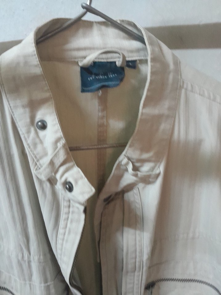 Düğmeli Bej Keten Erkek Ceket - Görsel 2