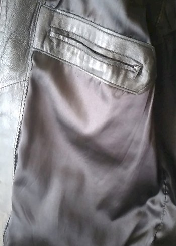 Erkek Siyah Deri Biker Yelek Fermuarlı - Görsel 5