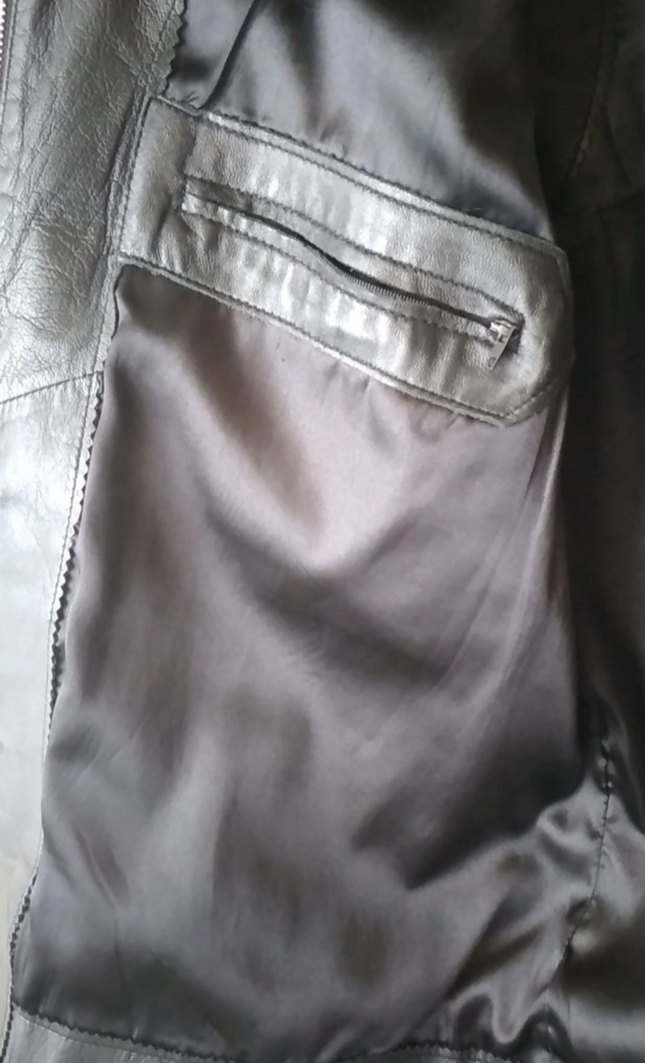 Erkek Siyah Deri Biker Yelek Fermuarlı - Görsel 5