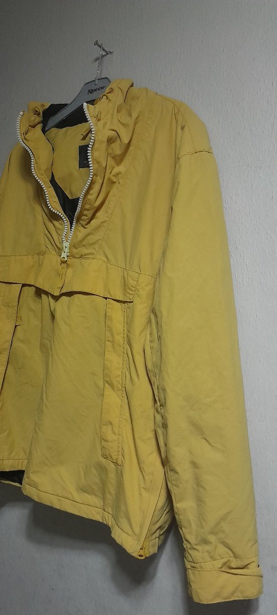 Bershka marka, L beden, kapüşonlu sarı anorak mont. - Görsel 4