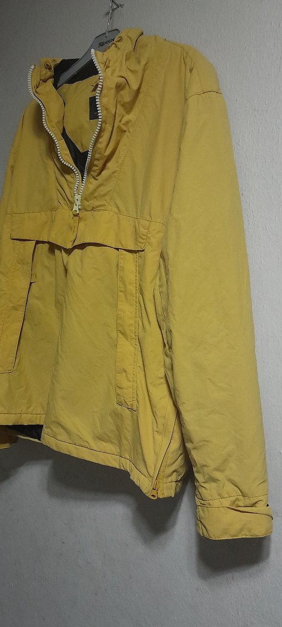 Bershka marka, L beden, kapüşonlu sarı anorak mont. - Görsel 3