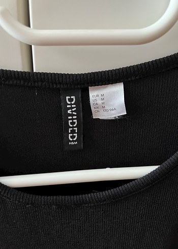 H&M Drapeli Siyah Kısa Kollu Mini Elbise
