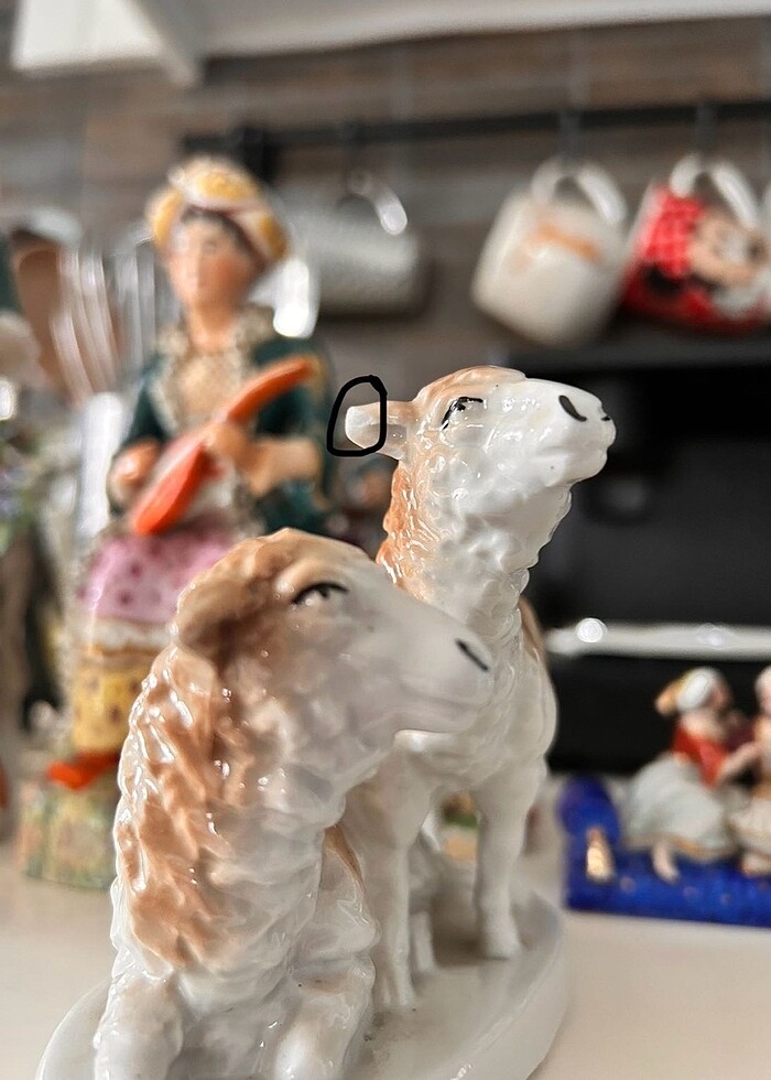 Antika Porselen Kuzu Biblo - Görsel 5