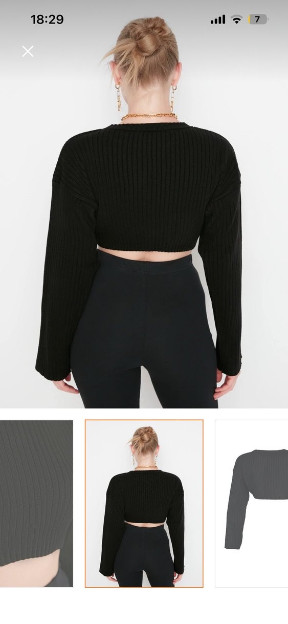 Siyah Crop Kazak - Görsel 3