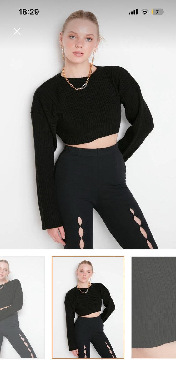 Siyah Crop Kazak - Görsel 2