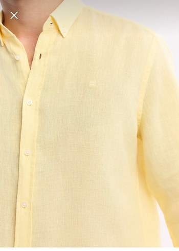 Sarı Butter Yellow Avva Keten Erkek Gömlek - Görsel 2