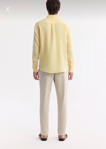 Sarı Butter Yellow Avva Keten Erkek Gömlek - Görsel 4