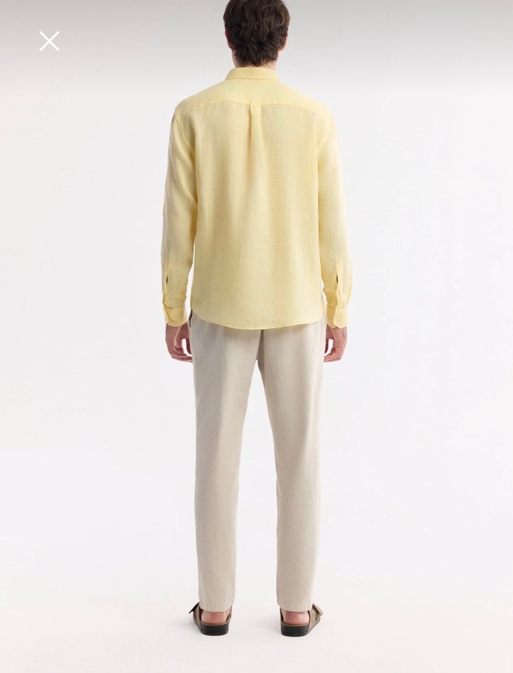 Sarı Butter Yellow Avva Keten Erkek Gömlek - Görsel 4