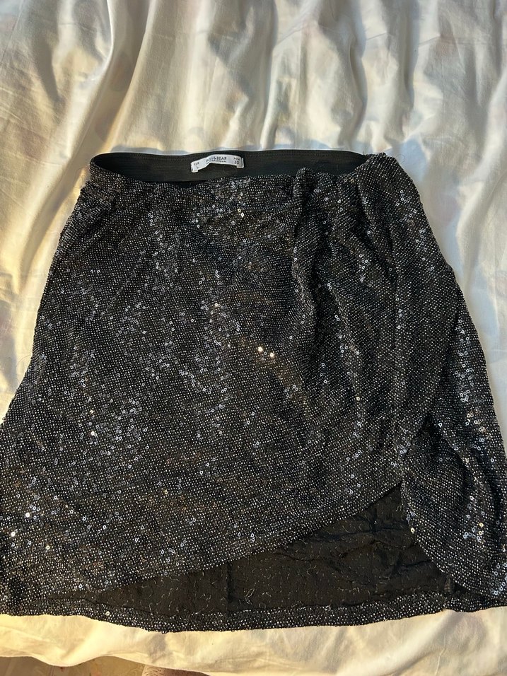 Pull Bear Siyah Simli Mini Etek - Görsel 3