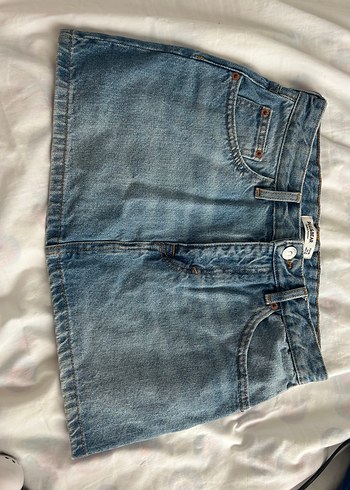 Pull Bear Mavi Denim Mini Etek - Görsel 2