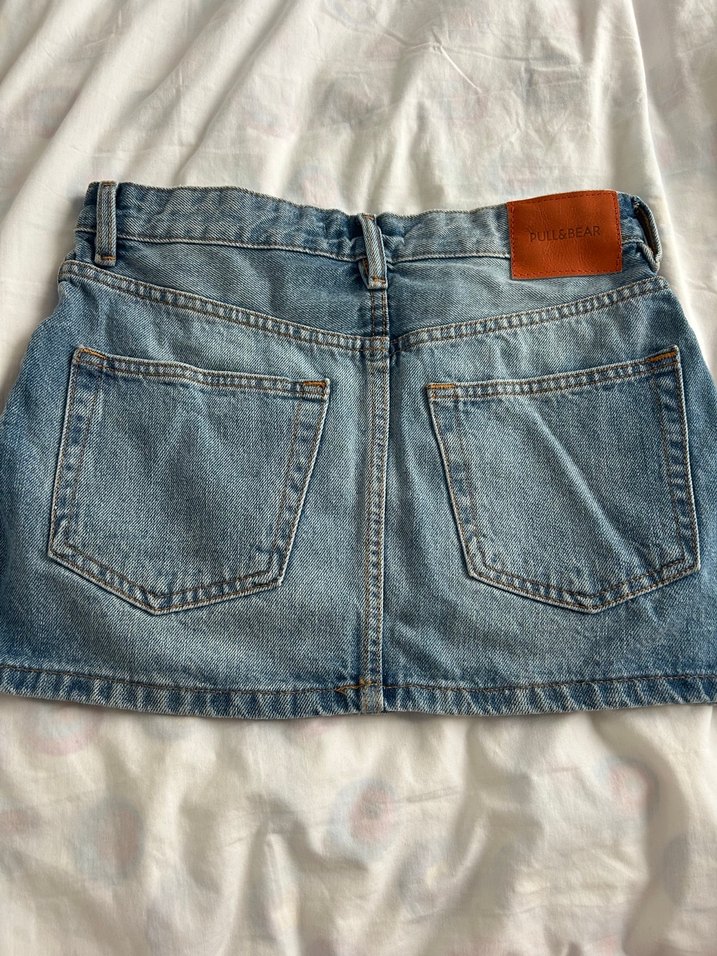 Pull Bear Mavi Denim Mini Etek - Görsel 3