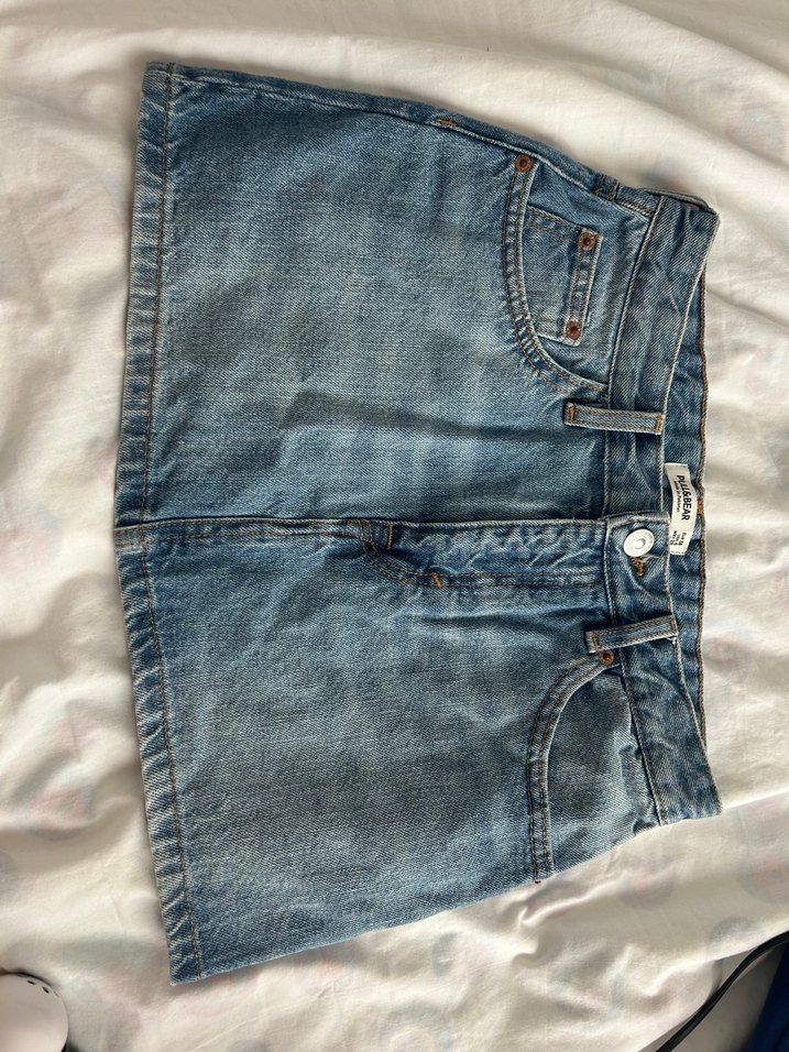 Pull Bear Mavi Denim Mini Etek - Görsel 2