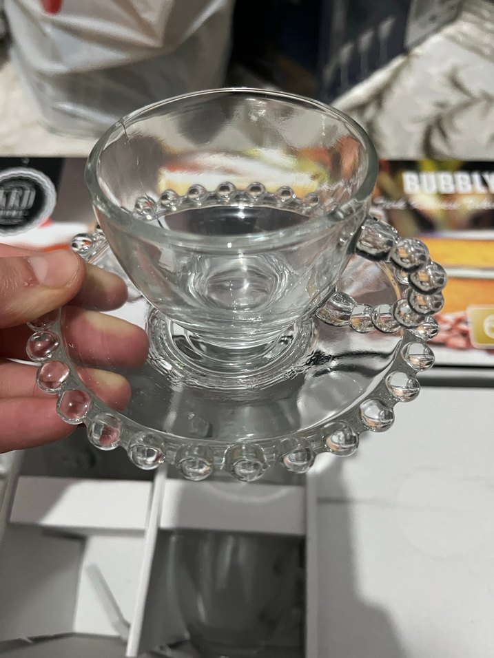 Boncuk Kulplu Cam Kahve Fincan Seti - Görsel 3