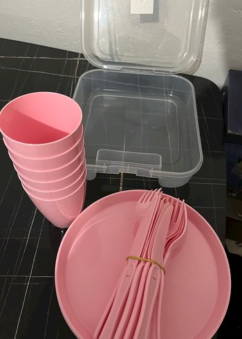 Pastel Pembe Plastik piknik aeti - Görsel 2