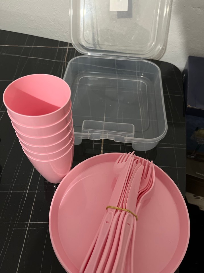Pastel Pembe Plastik piknik aeti - Görsel 2