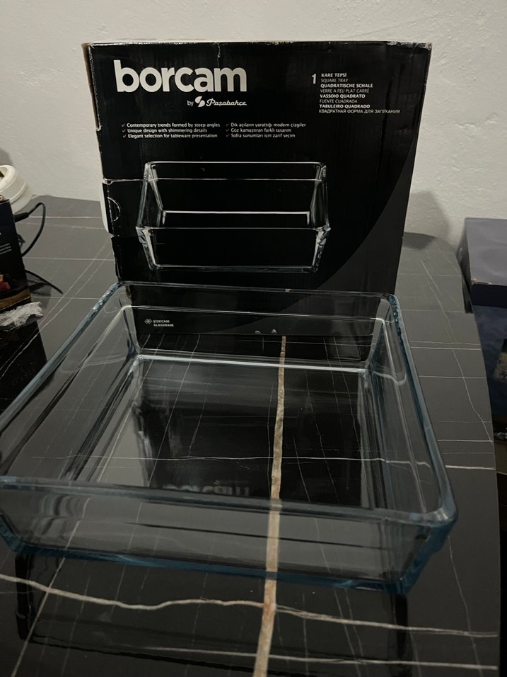 Borcam Siyah Cam Fırın Kabı kare - Görsel 2