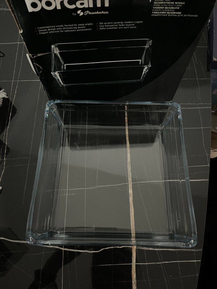 Borcam Siyah Cam Fırın Kabı kare - Görsel 3