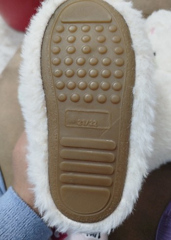 Sıfır Kız Çocuk Beyaz Peluş Ev Terliği - Görsel 3