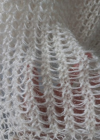 Beyaz Dantel Detaylı Örgü Panço - Görsel 3