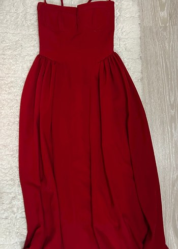 Kırmızı Drapeli Mini Abiye Elbise - Görsel 3