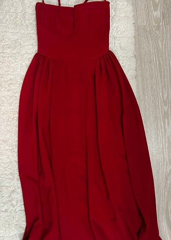 Kırmızı Drapeli Mini Abiye Elbise - Görsel 4