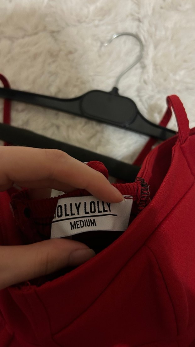 Kırmızı Drapeli Mini Abiye Elbise - Görsel 5