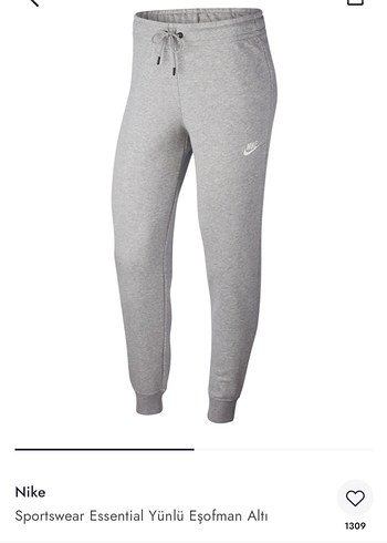 Nike Gri Yünlü Eşofman Altı