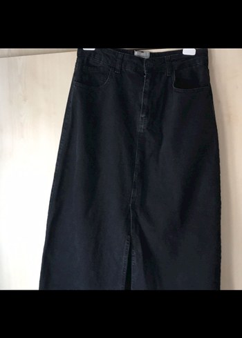 Siyah Uzun Denim Etek