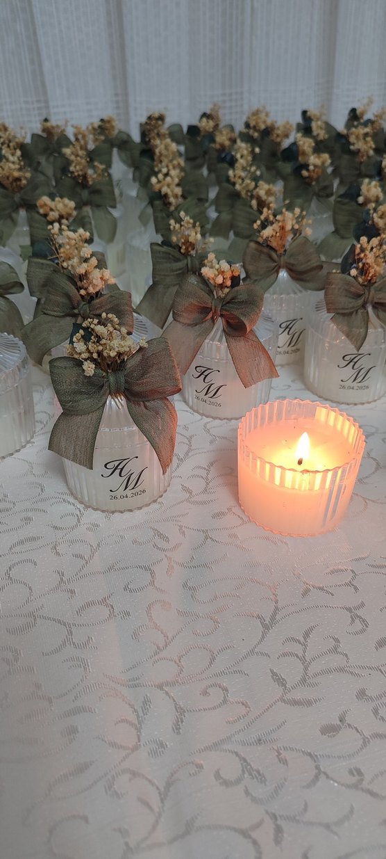 Gri Kurdeleli Vintage Düğün Şişesi - Görsel 3