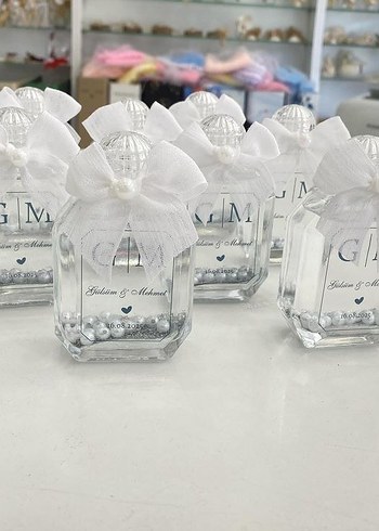 Beyaz Fiyonklu Şeffaf Hediyelik Şişe - Görsel 3