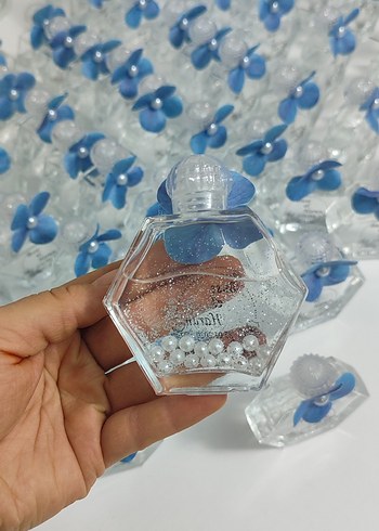 Mavi Çiçekli Kişiye Özel Hediye Şişesi - Görsel 2