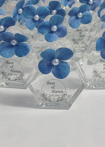 Mavi Çiçekli Kişiye Özel Hediye Şişesi - Görsel 5