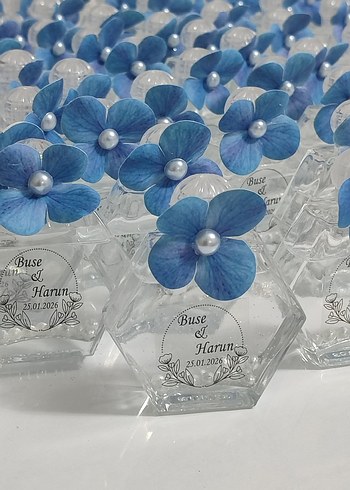 Mavi Çiçekli Kişiye Özel Hediye Şişesi - Görsel 8