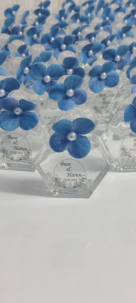 Mavi Çiçekli Kişiye Özel Hediye Şişesi - Görsel 5