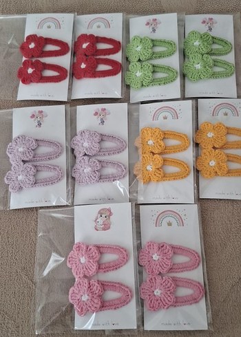 Renkli Nakışlı Örgü Çocuk Toka Seti - Görsel 2