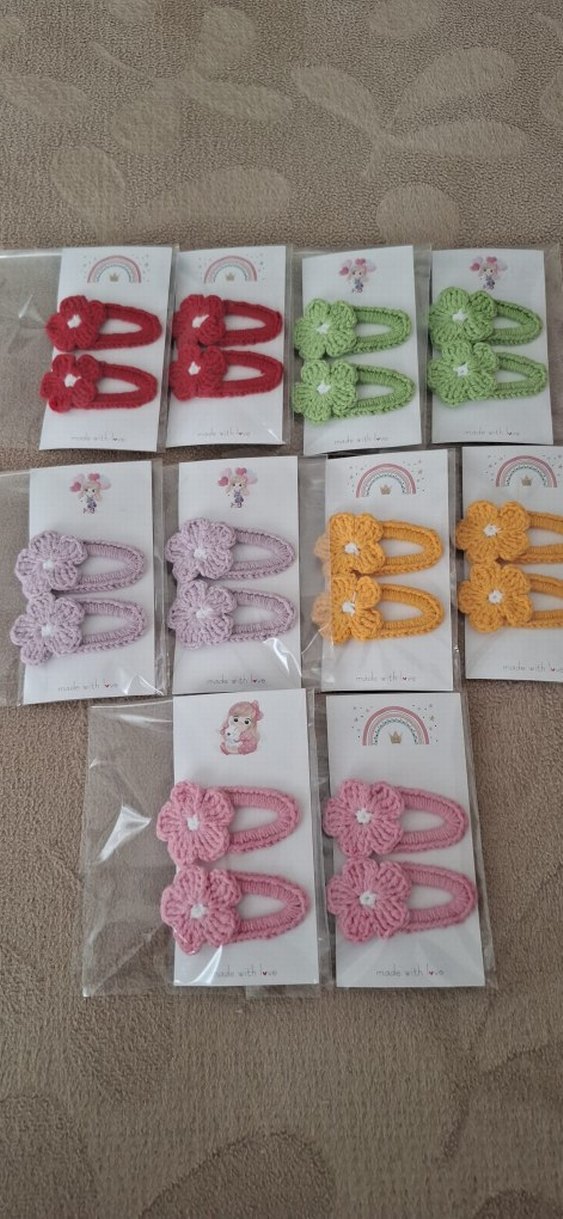 Renkli Nakışlı Örgü Çocuk Toka Seti - Görsel 2