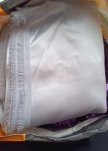 Mor Parlak Pul Detaylı fistan elbise kumaşı - Görsel 5