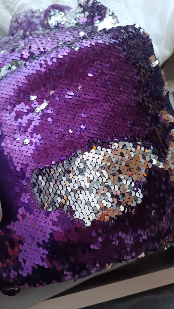 Mor Parlak Pul Detaylı fistan elbise kumaşı - Görsel 2