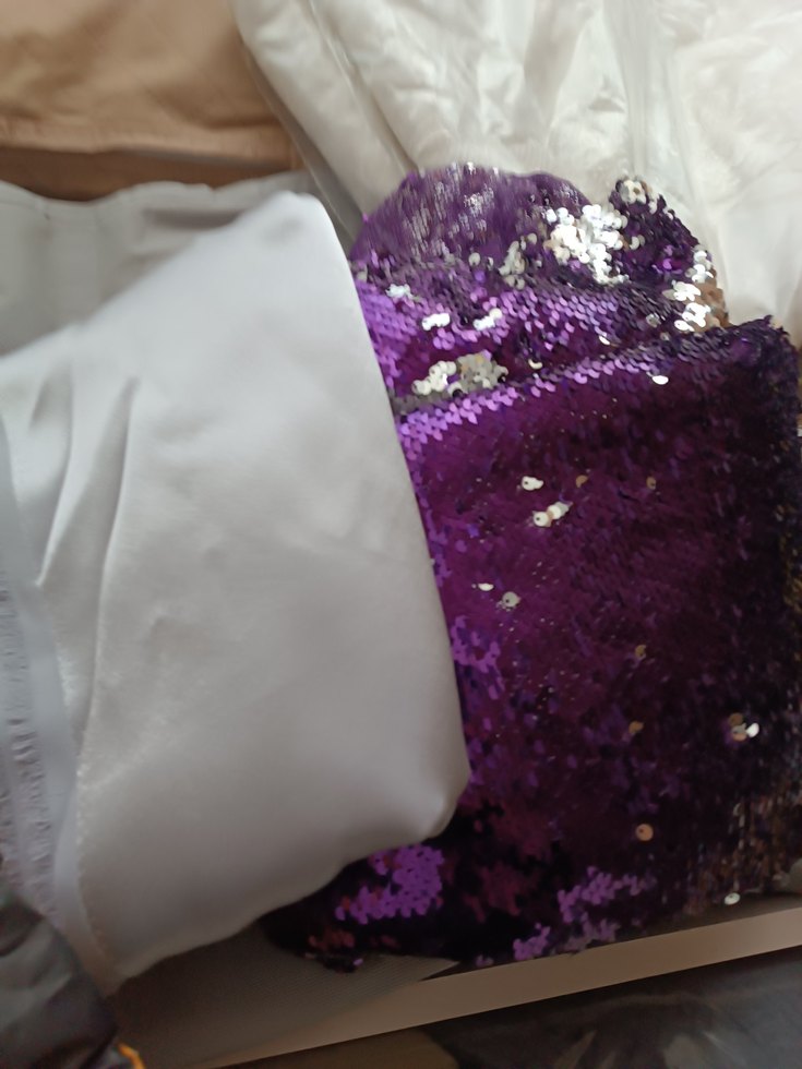 Mor Parlak Pul Detaylı fistan elbise kumaşı - Görsel 3