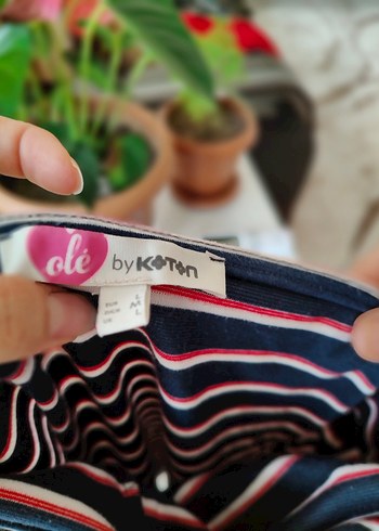 m Beden Çizgili Mavi Mini Elbise