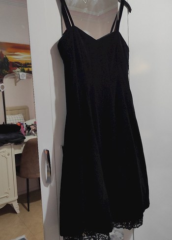 36 Beden Siyah Straplez Gotik Midi Elbise